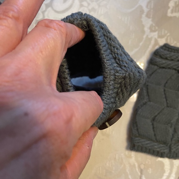 FREE Grey Leg Warmer Boot Cover shaped solid grey Double Layer Thick Button Sock - Picture 3 of 6